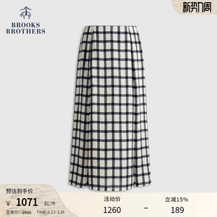格纹垂坠半身裙 布克兄弟女士春夏新款 Brooks Brothers