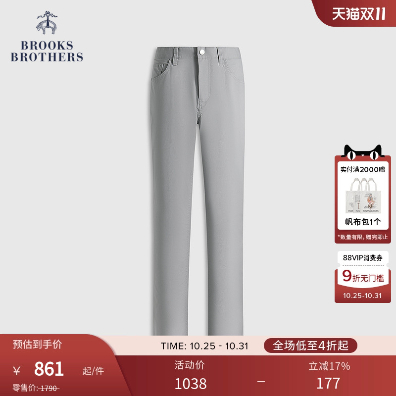 布克兄弟25男士弹力按扣长裤