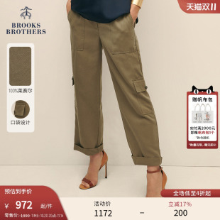 布克兄弟女士新复古口袋工装 Brothers Brooks 长裤 100%莱赛尔