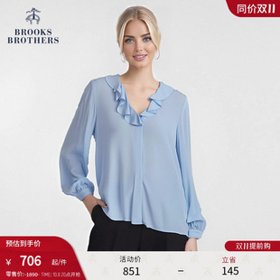 垂坠花边V领气质衬衫 布克兄弟女士春夏新款 Brothers Brooks