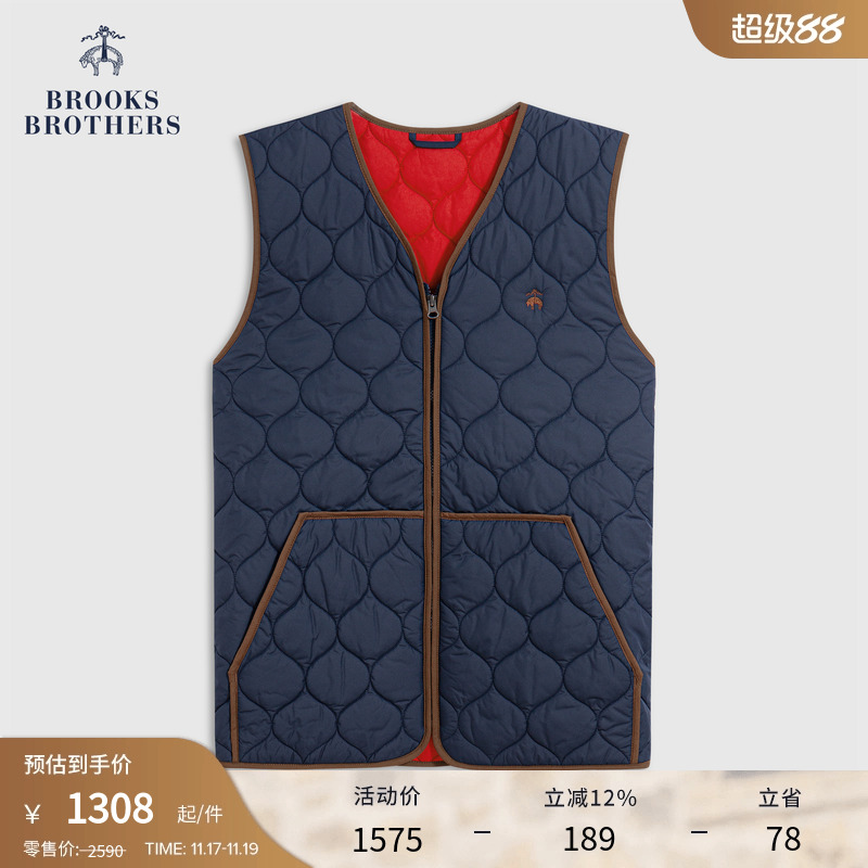 布克兄弟25男士纯色棉服马甲