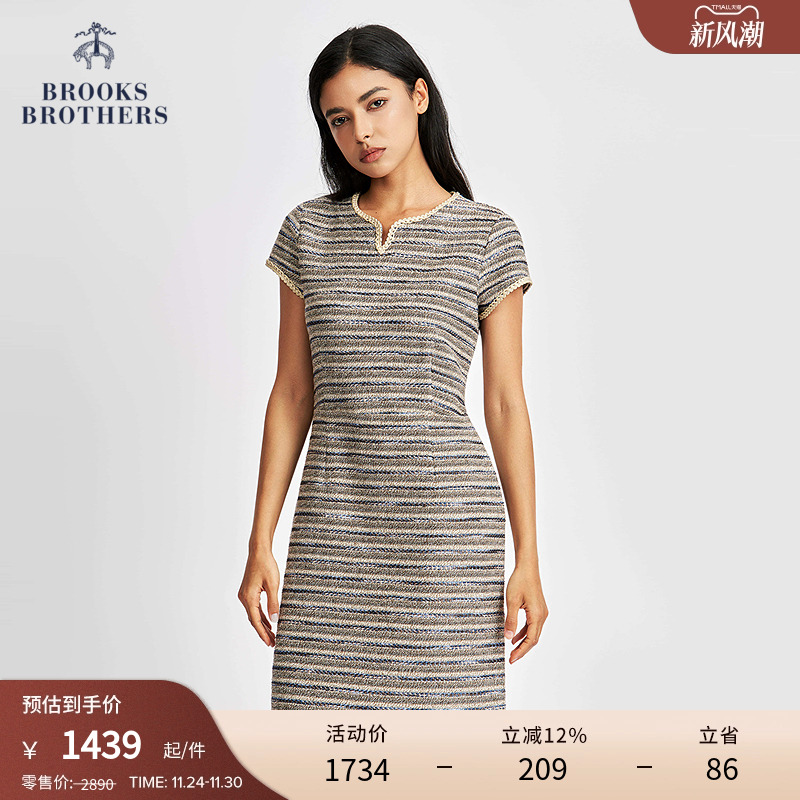 布克兄弟25女士小香风连衣裙