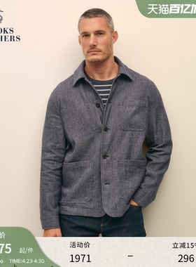 Brooks Brothers/布克兄弟男士春夏棉麻肌理感三口袋翻领外套