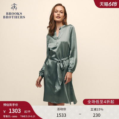 布克兄弟女士桑蚕丝收腰连衣裙