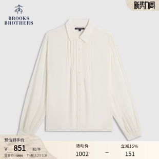 纯色垂坠风琴褶优雅衬衫 布克兄弟女士春夏款 Brothers Brooks