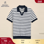 Brothers 布克兄弟男士 25春夏新品 Brooks 棉海鸥领航海条纹polo衫