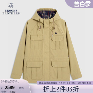 棉质工装 Brooks Brothers 布克兄弟男士 休闲宽松连帽夹克外套