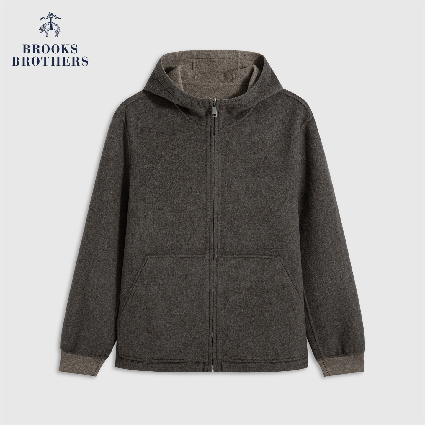 Brooks Brothers/布克兄弟男士25早秋新品羊毛纯色连帽双面穿外套,男装,卫衣,淘宝优惠券,粉丝福利购,淘宝优惠卷