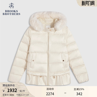 Brothers Brooks 布克兄弟女士25秋冬新连帽毛领光泽羽绒服 鹅绒