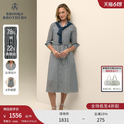 布克兄弟女士桑蚕丝棉连衣裙
