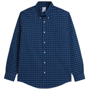 Brooks Brothers/布克兄弟男士牛津纺扣结领格纹免烫长袖休闲衬衫