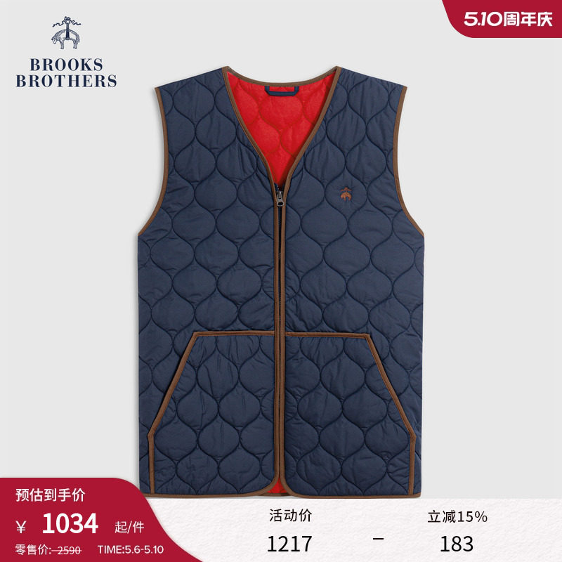 Brooks Brothers/布克兄弟男士25秋冬新品刺绣logo绗缝棉服马甲