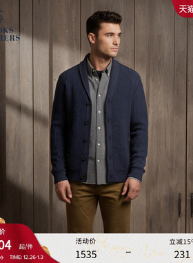 Brooks Brothers/布克兄弟男士25秋冬新品纯色青果领老钱针织开衫