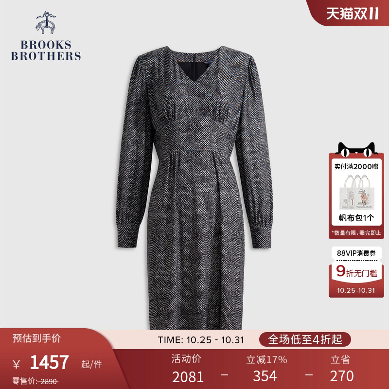 布克兄弟25女士波点连衣裙