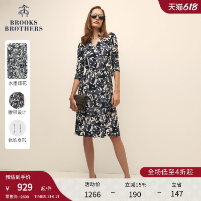 布克兄弟女士印花一片式连衣裙