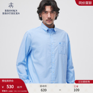 棉纯色刺绣logo休闲衬衫 Brooks 秋冬款 布克兄弟男士 Brothers