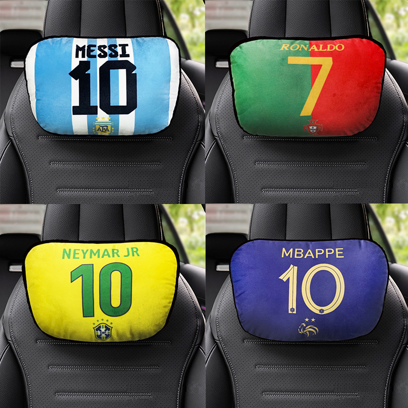 足球logo四季用车载头枕腰靠套装