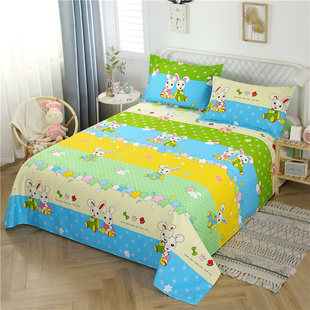100%全棉斜纹床单被单件纯棉卡通儿童学生宿舍1.2米1.5m床罩双人2