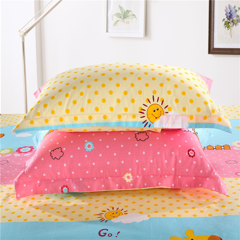 全棉卡通儿童宿舍单人一对装枕套