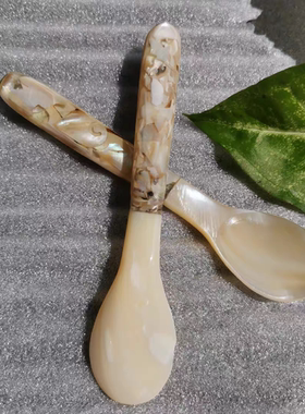 天然贝壳勺海螺珍珠贝母加工月光螺商用西餐勺调羹咖啡勺精美餐具