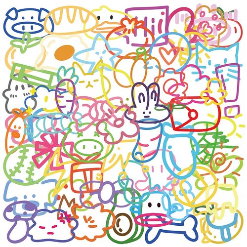 卡通彩色线条多巴胺小元素贴纸