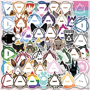饰手机水杯电脑防水贴画 50张therian兽人符号贴纸卡通动物创意装
