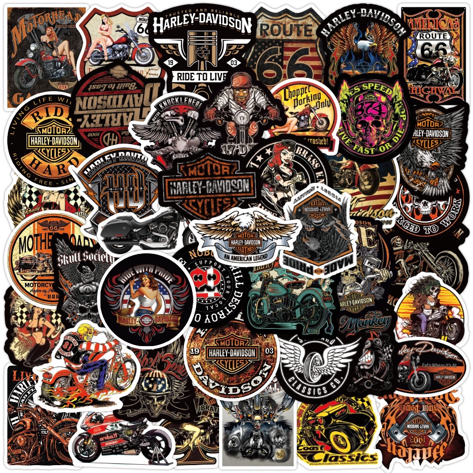 潮酷摩托车贴纸涂鸦美式复古装饰