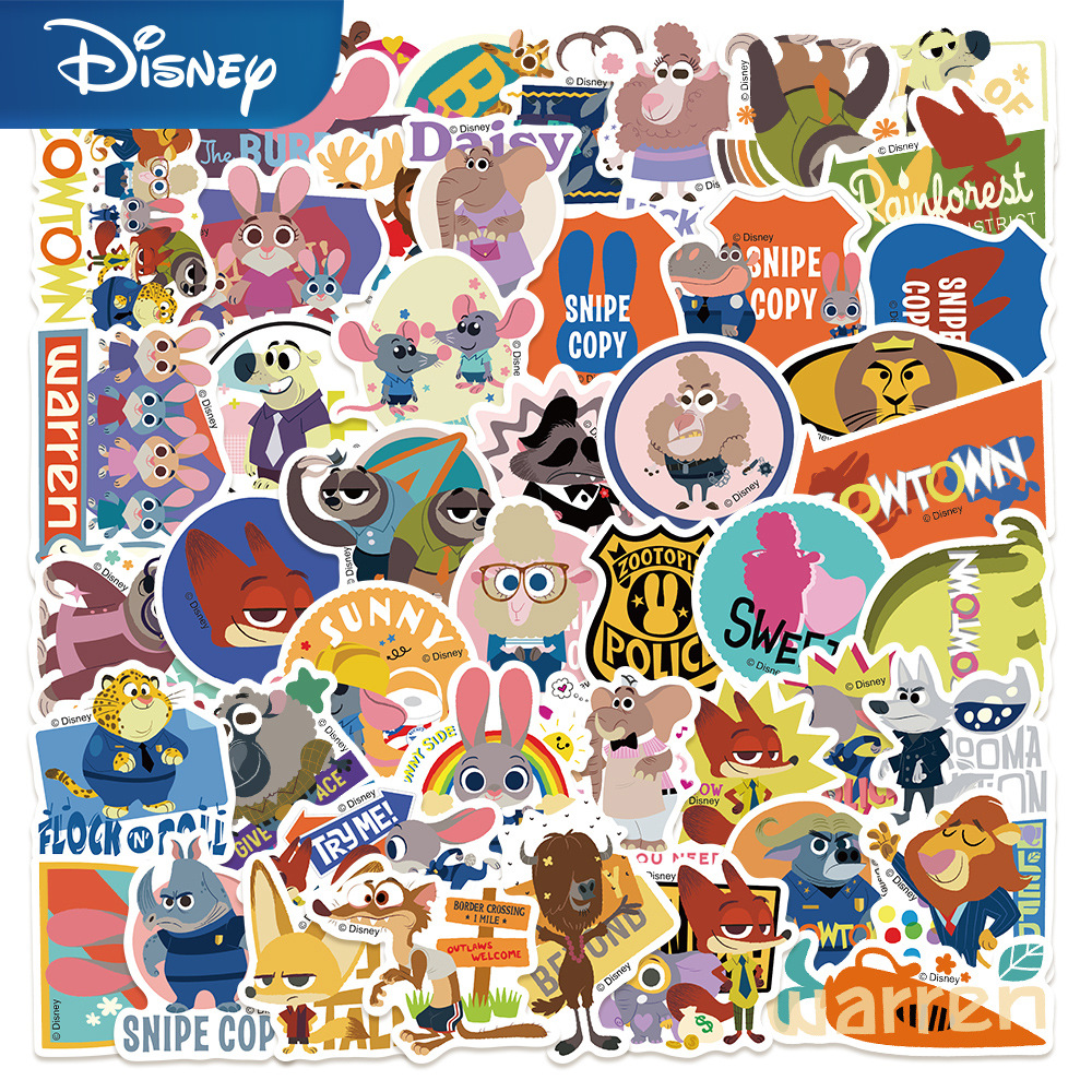 50张迪士尼正版联名款疯狂动物城贴纸卡通可爱动物装饰防水贴画