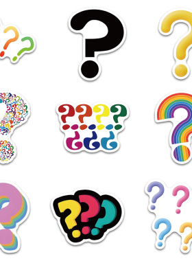 60张新款问号表情包贴纸ins创意装饰笔记本手机壳手账diy防水贴画