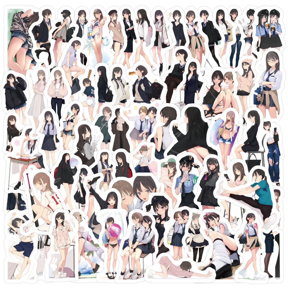 青春少女贴纸卡通可爱甜美女孩