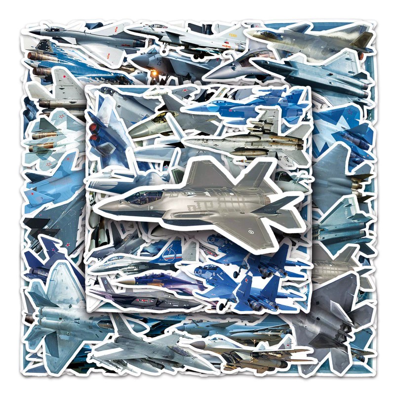 50张军事装备战斗机贴纸贴画可爱