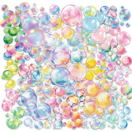 彩色泡泡贴纸包PET透明材质贴画