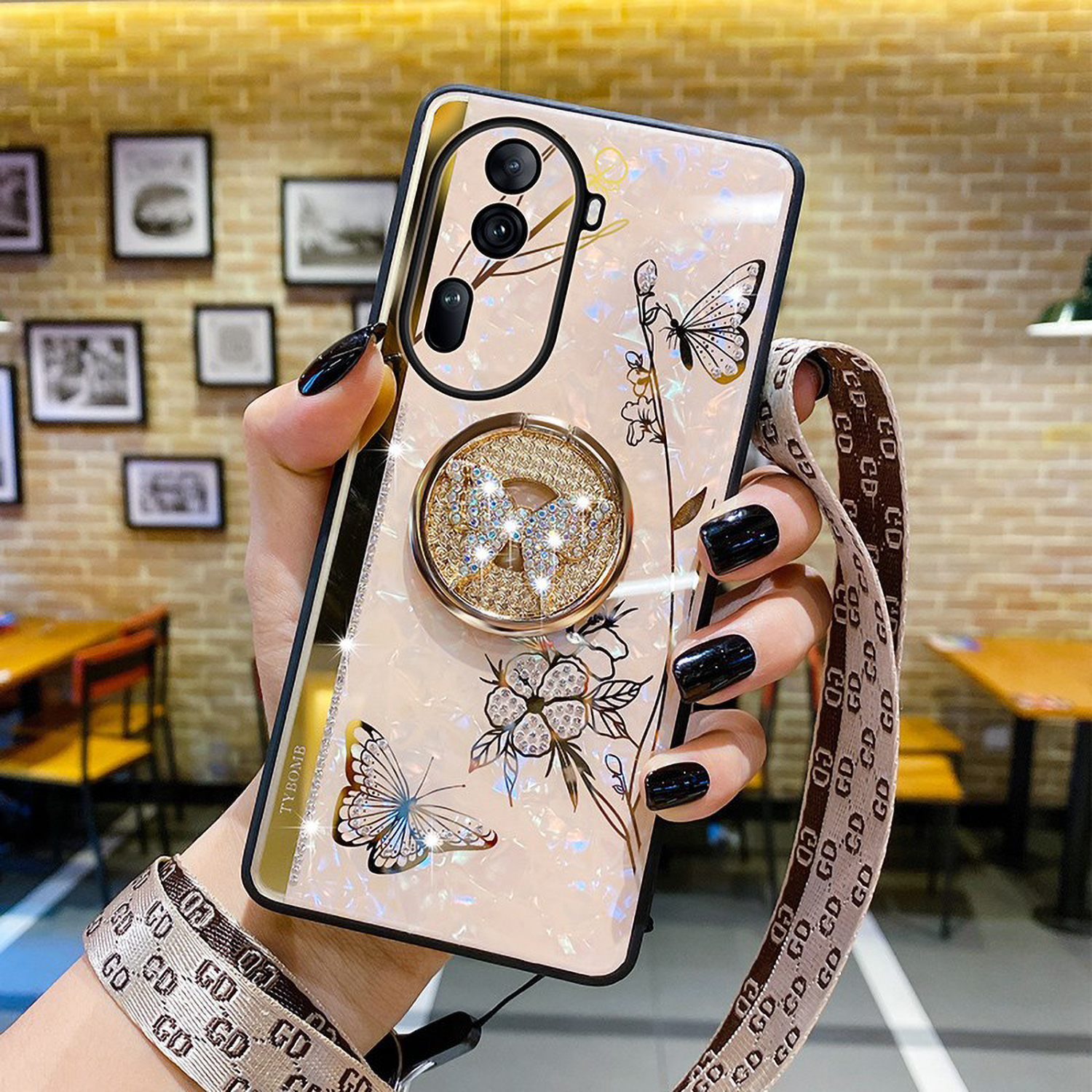 蝶恋花适用opporeno11手机壳新款女生reno10手机套全包防摔reno9外壳女款高级感reno8pro硬壳网红软胶2025