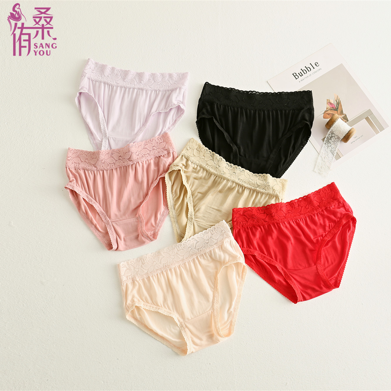 100%桑蚕丝真丝内裤中腰款收腹
