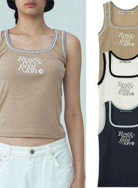 韩国RR背心吊带女绣花修身显瘦小个子无袖上衣2025夏装新款潮流