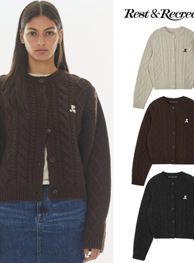 韩国正品RR开衫外套毛线Rest加厚毛衣短款 小个子2025春秋潮流