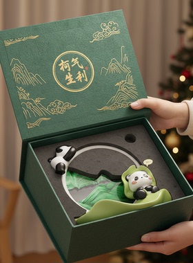 新中式熊猫树脂香薰摆件礼盒