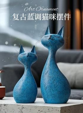 2026新款抽象猫咪摆件北欧风艺术装饰品酒柜客厅电视柜高级感小众