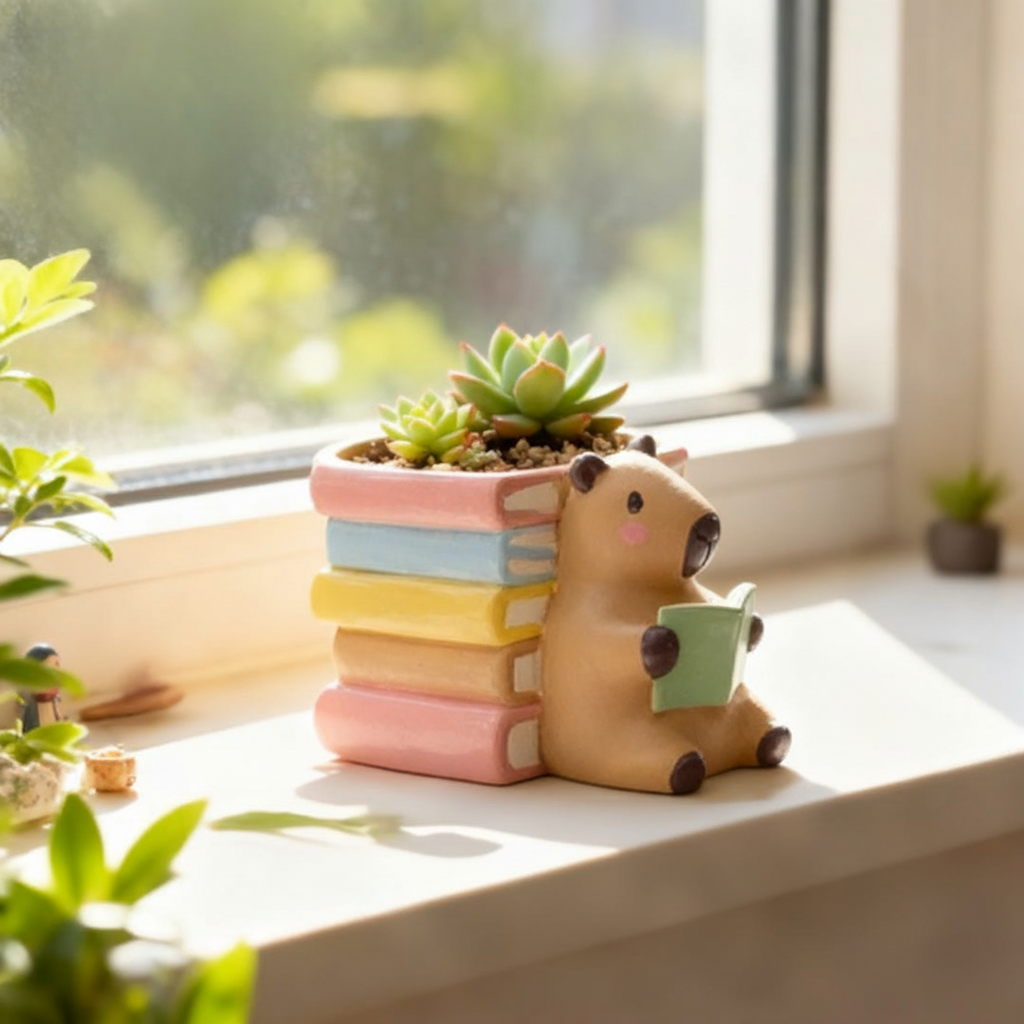 软萌治愈系小熊读书桌面摆件