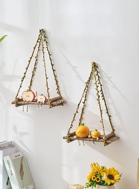 田园木质卡通秋千壁挂收纳摆件