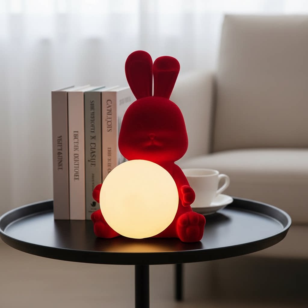 卡通兔子小夜灯树脂桌面摆件儿童房装饰灯具节日礼物