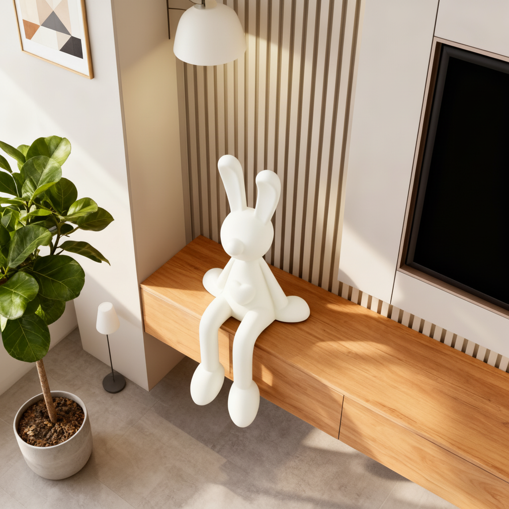 简约现代树脂兔子桌面摆件礼物