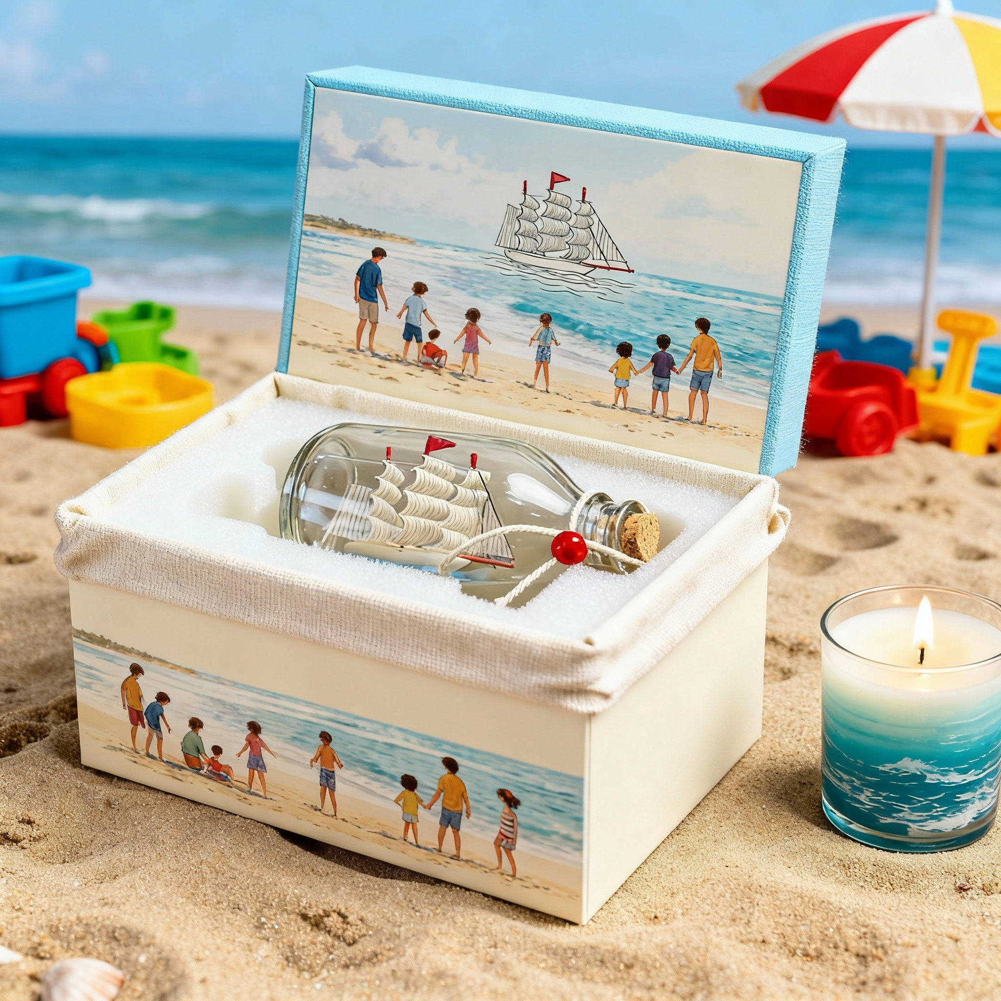 地中海玻璃帆船桌面摆件礼盒装