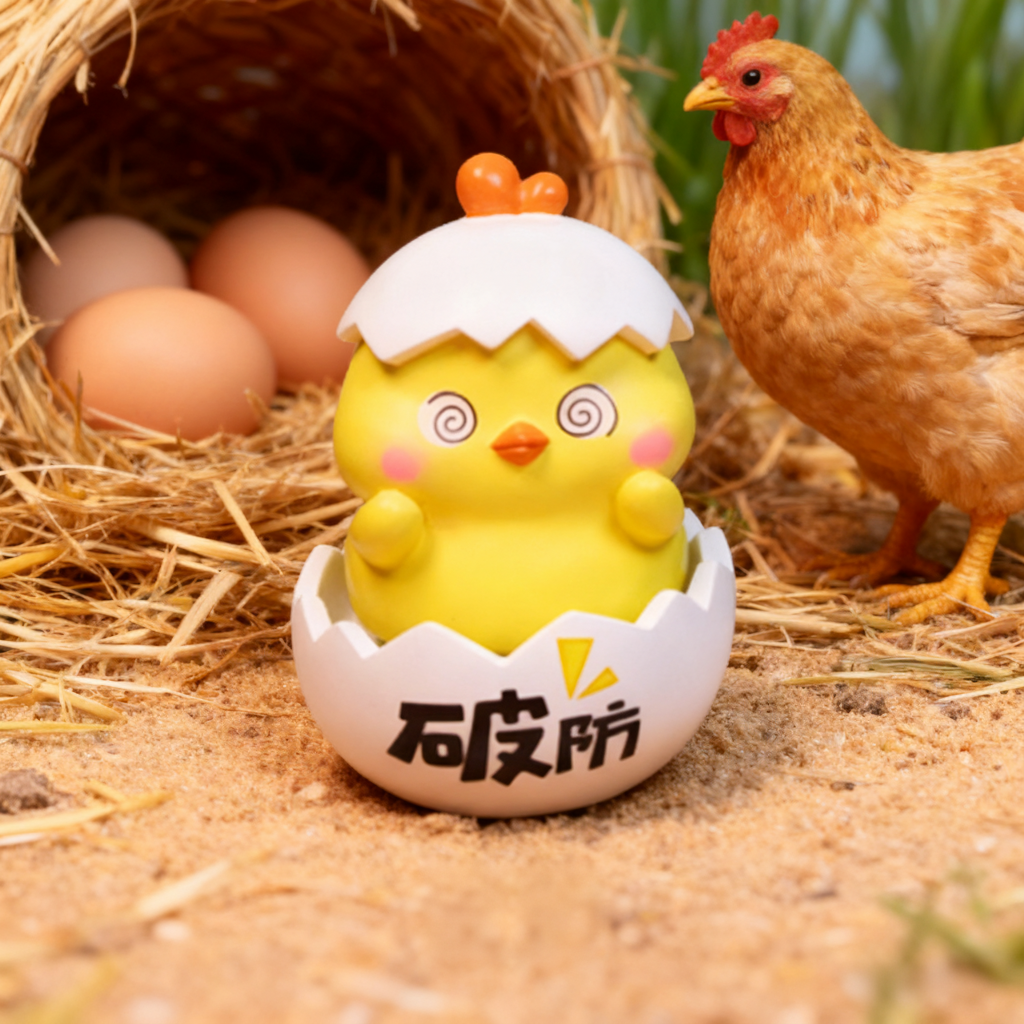 可爱小鸡破壳树脂桌面摆件减压