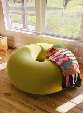 北欧风圆形坐墩客厅家用丝织物花卉图案休闲椅现代简约