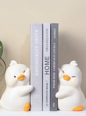 可爱小鸭子树脂书架桌面收纳摆件