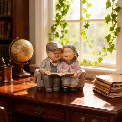 鲁米诺风老人情侣树脂手绘摆件