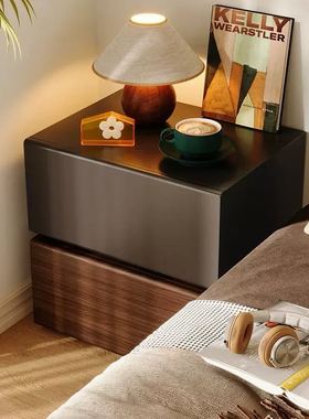 现代简约实木床头柜几何收纳摆件