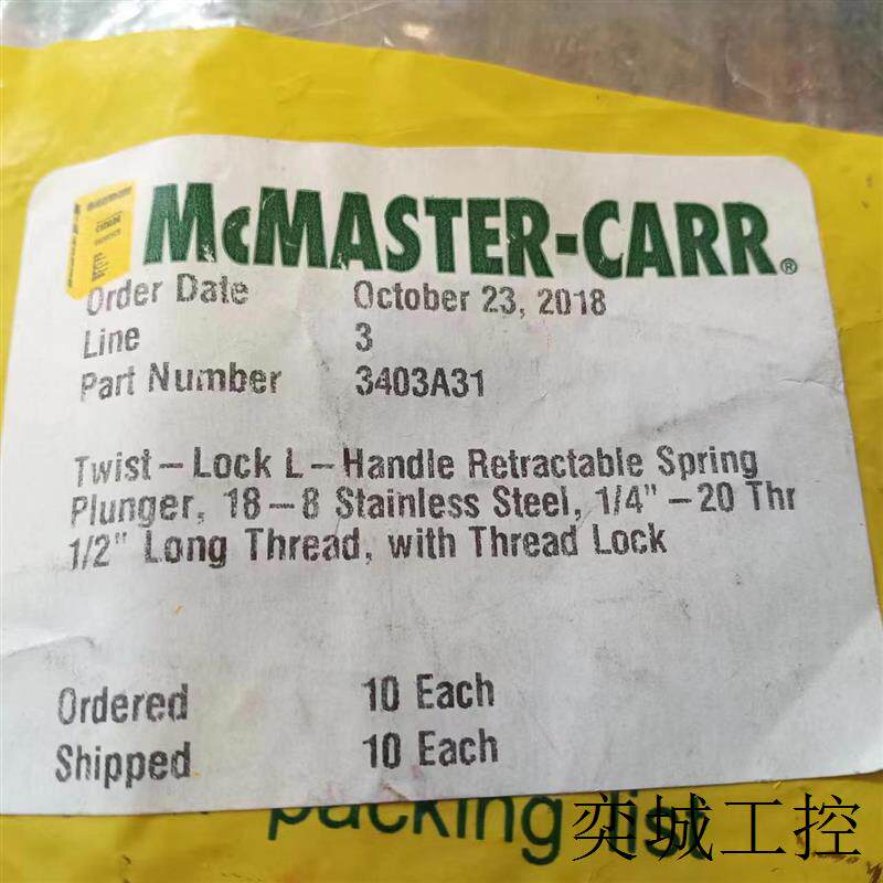 美国--3403A31扭锁 L 型手柄可伸缩不锈钢弹簧柱塞