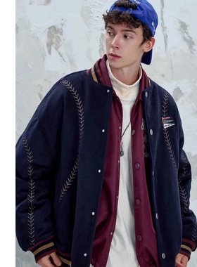 情侣复古宽松潮流ins日系美式运动夹棉棒球休闲外套休闲百搭休闲